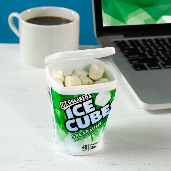 Ice-Breaker Ice Cubes Spearmint Sugar Free Chewing Gum 3.24 oz Bottle 40 pie