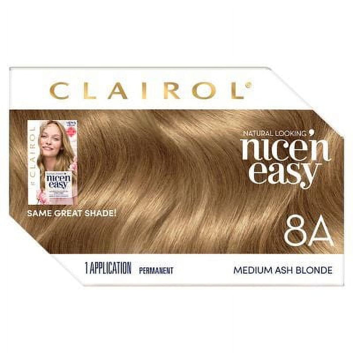 Clairol Nice'n Easy Permanent Hair Dye, 8A Medium Ash Blonde Hair Color