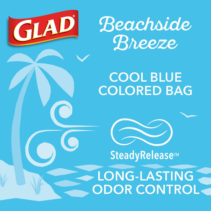 Glad OdorShield Small Drawstring Trash Bags - Febreze Beachside Breeze 4 Gallon - 34 Count