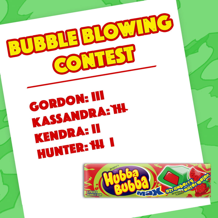 Hubba Bubba Max Strawberry Watermelon Bubble Gum 5 Piece Pack