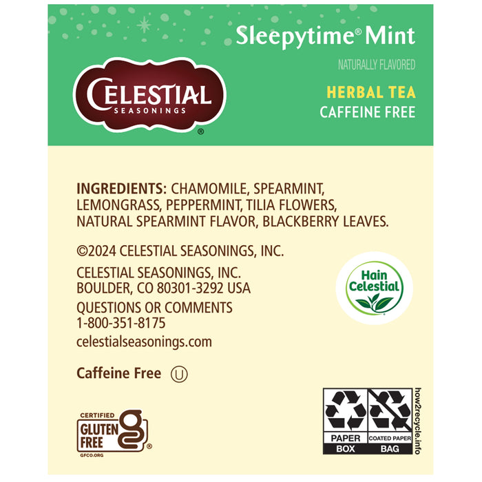 Celestial Seasonings Tea Sleepy time Mint 20 Bag, 20 ct