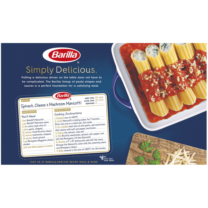 Barilla Manicotti Shells - 8 oz