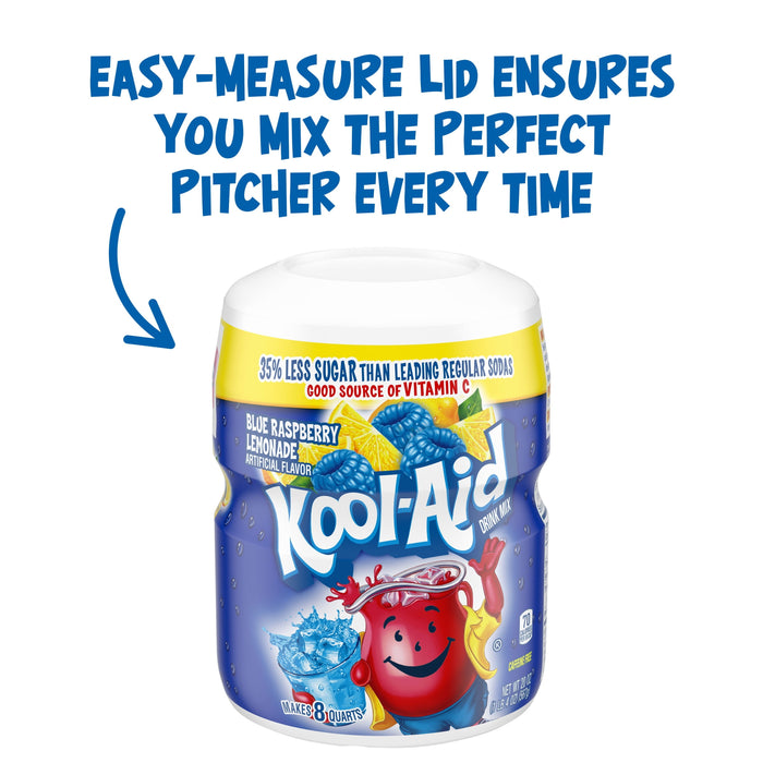 Kool-Aid Caffeine Free Blue Raspberry Lemonade Sweetened Powdered Drink Mix 1 Count 20 oz Canister