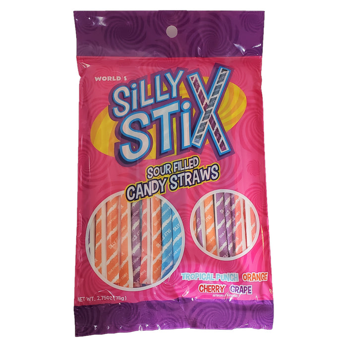 Silly Stix Sour Filled Candy Straws 2.75 oz Bag