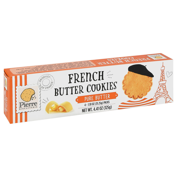 Pierre Biscuiterie French Butter Cookies, All Natural, 22% Pure Butter, Non-GMO, Anytime Snack, Finest Ingredients 4.41 oz