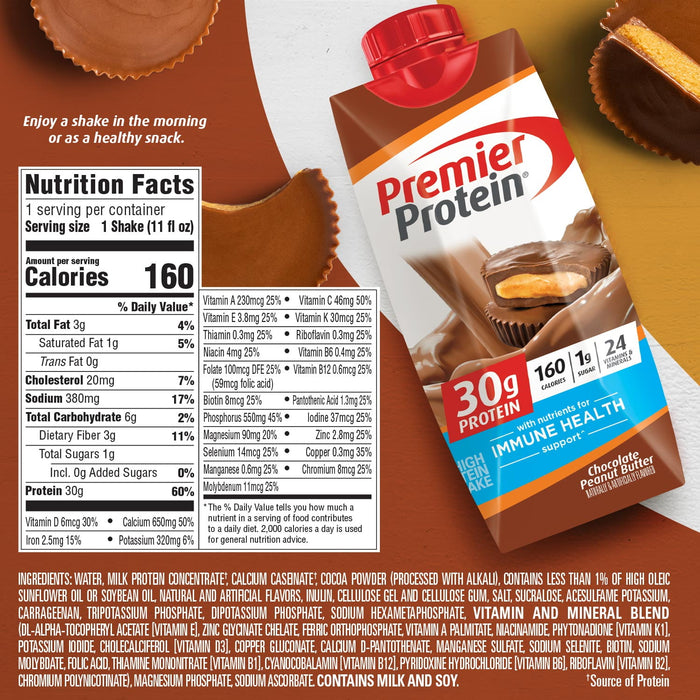 Premier Protein Shake, Chocolate Peanut Butter, 30g Protein, 11 Fl Oz, 4 Count