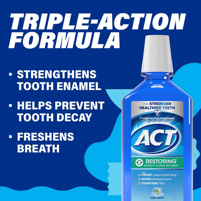 ACT Cool Mint Restoring Fluoride Rinse - 33.8 fl oz