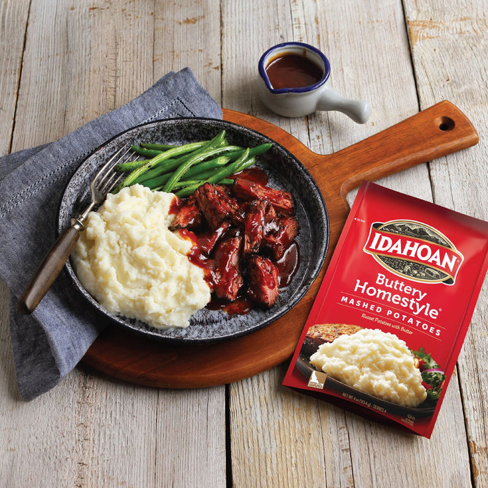 Idahoan Mashed Potatoes - Buttery Homestyle, 100% Real Idaho Potatoes, Gluten Free 4 oz Pouch