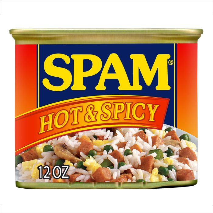 S-PAM Hot & Spicy Luncheon Ham, Cheese Portuguese Sausage Garlic Spicy, 12 Oz