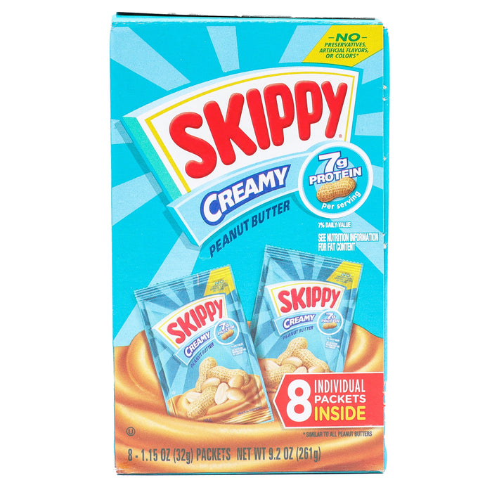 Skippy New Ceamy Peanut Butter Spread On-the-Go 8 Mini Pouches, 1 Pack (Creamy)