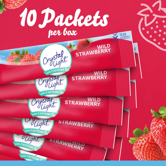 Crystal Light Sugar-Free Wild Strawberry Drink Mix with Caffeine (10 On-the-Go Packets)