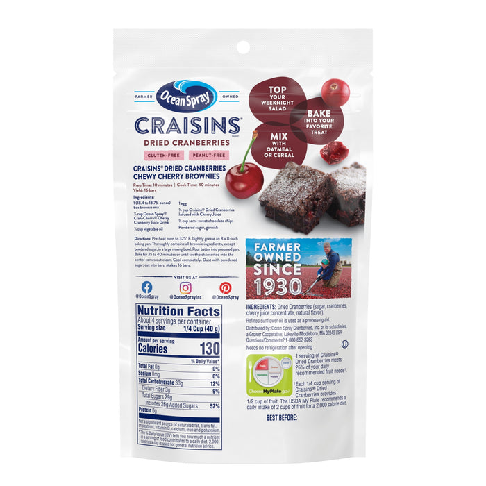 Ocean Spray Craisins, Sweetened Dried Cranberries, Cherry Flavored, 6 Ounce BB. 01/19/2025