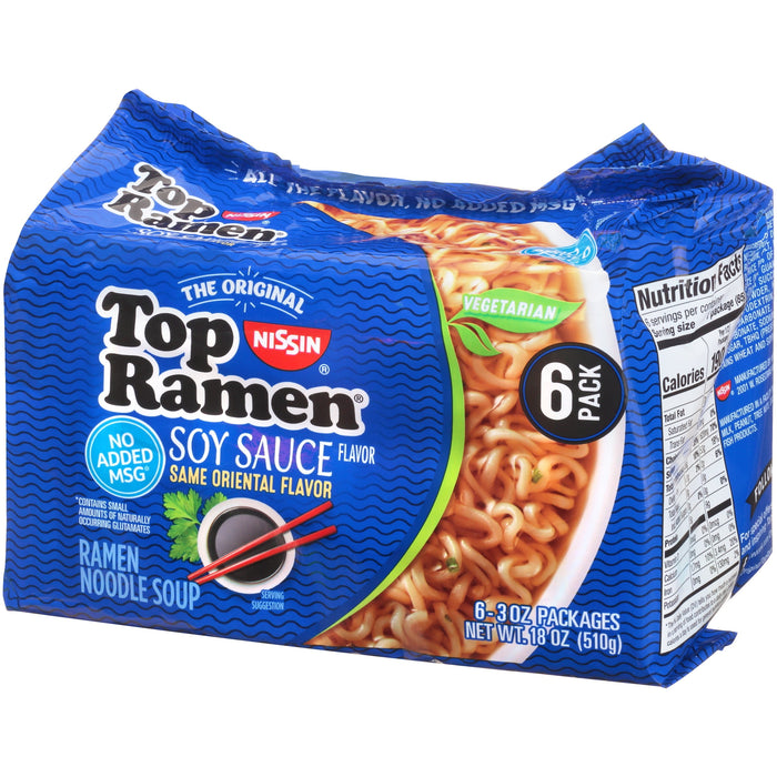 Nissin Top Ramen Dry Soup Oriental 6pk, 18 Ounce