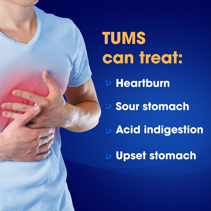 Tums Extra Strength Heartburn Relief Chewable Antacid Tablets, Fruit