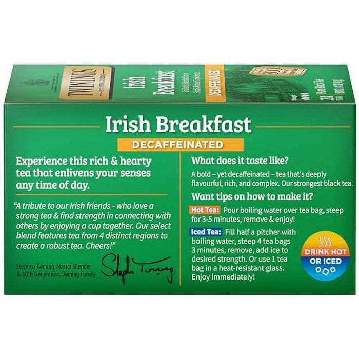 Twinings Classic Irish Breakfast Decaffeinated Tea, 20 Count