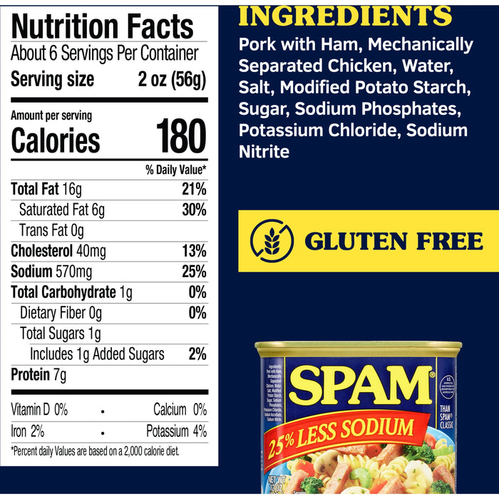 SPAM 25% Less Sodium, 12 Oz