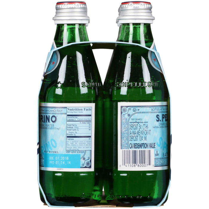 San Pellegrino Sparkling Natural Mineral Water, 8.45oz Glass Bottle - Pack of 6 (50.7 fl oz in total)