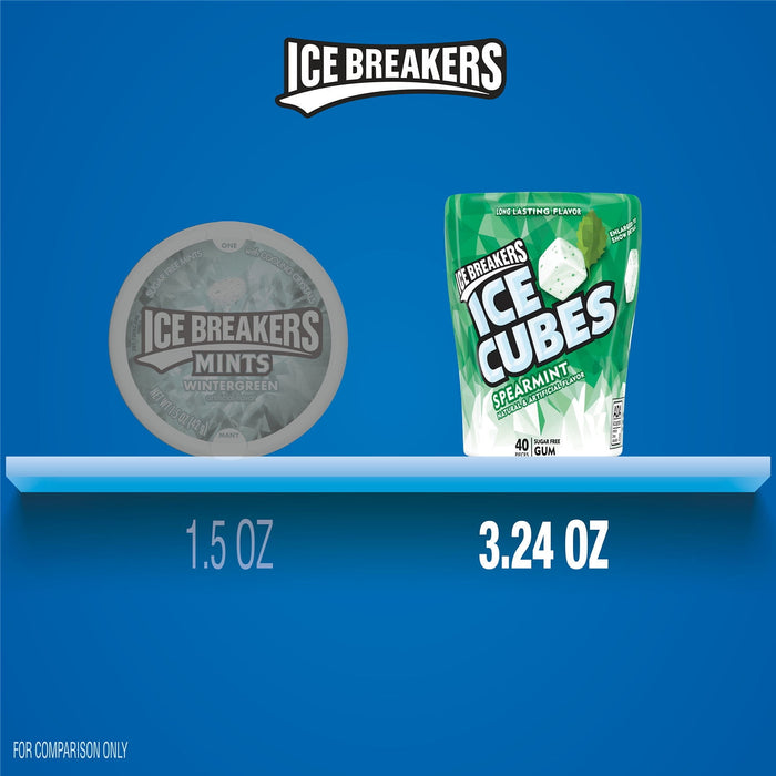 Ice-Breaker Ice Cubes Spearmint Sugar Free Chewing Gum 3.24 oz Bottle 40 pie