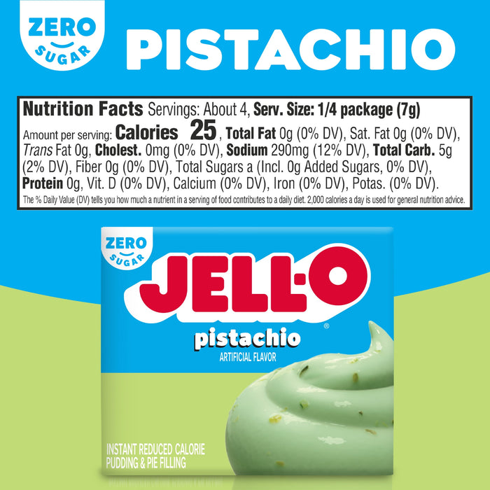 Jell-O Sugar Free Gelatin Pistachio Instant Pudding 1 oz Box