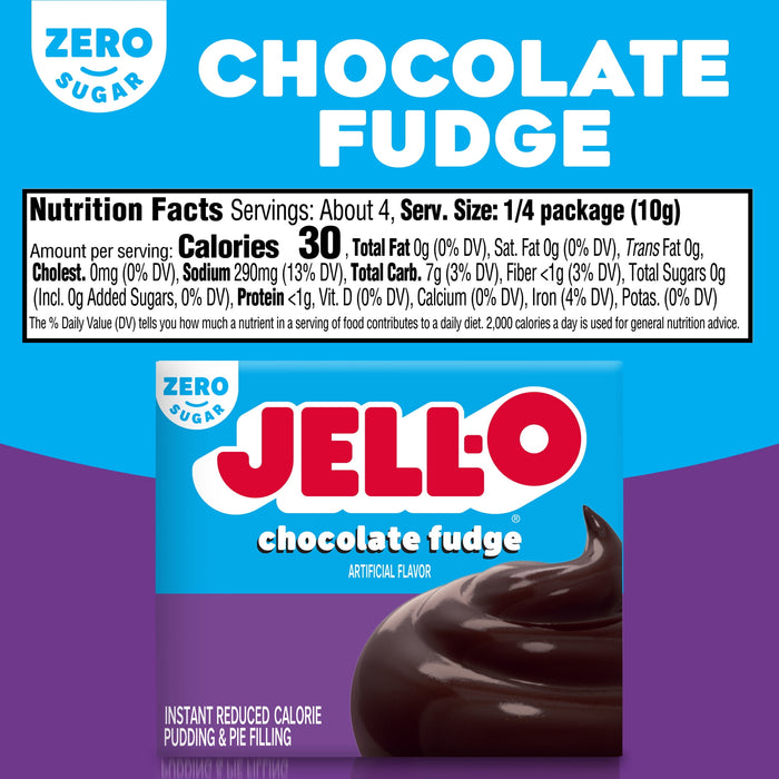 Jell-O Sugar Free Gelatin Chocolate Fudge Instant Pudding 1.4 OZ Box