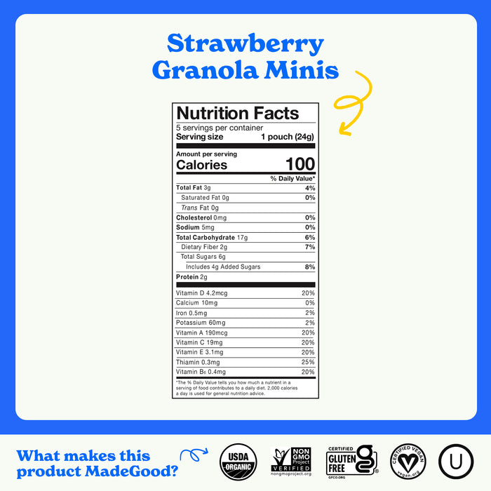 MADEGOOD Organic Strawberry Granola Minis, 4.25 OZ