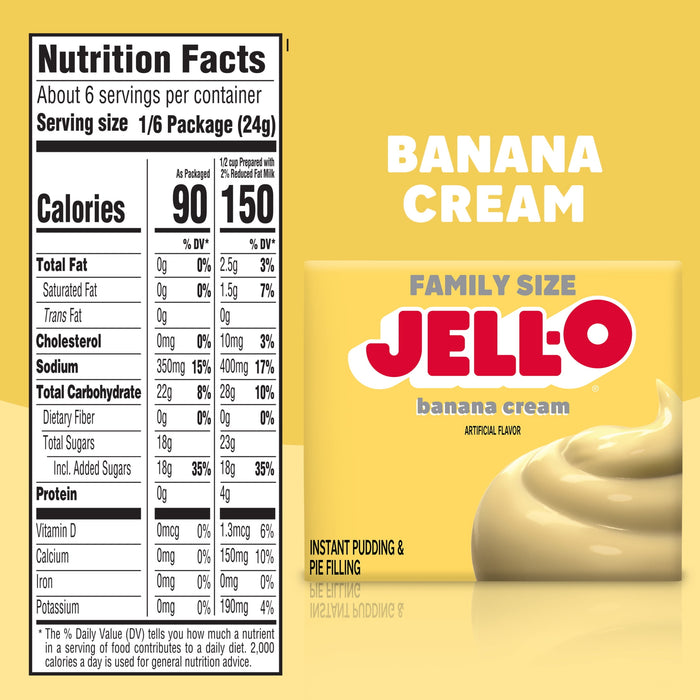 J-ello Banana Cream Instant Pudding Mix & Pie Filling 5.1 oz. Box