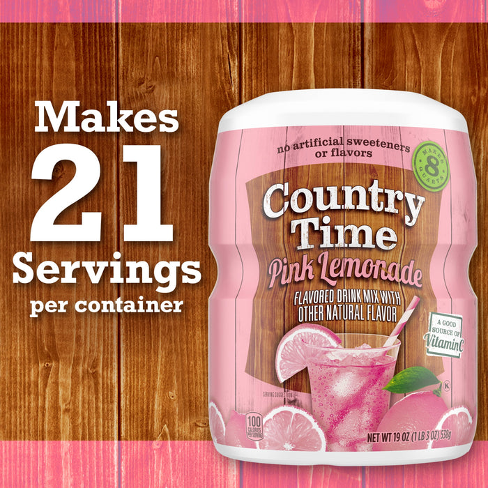 Country Time Strawberry Lemonade Naturally Flavored Powdered Drink Mix 19 oz Canister