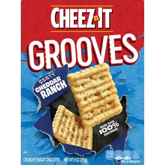 Cheez-It Grooves Zesty Cheddar Ranch Cheese Crackers,9 oz Box