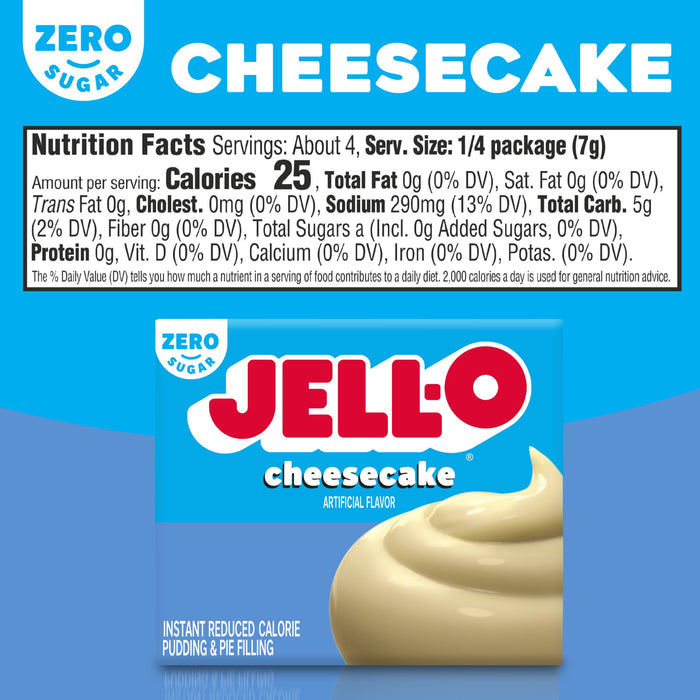 JELL-O Sugar-Free Instant Pudding and Pie Filling, Cheesecake, 1 Ounce