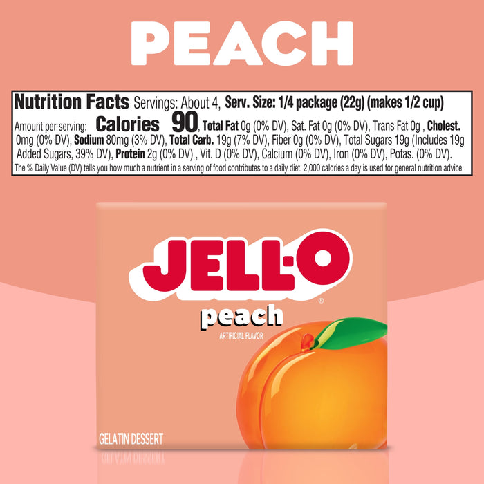 Jell-O Gelatin Dessert, Peach 3 oz Box