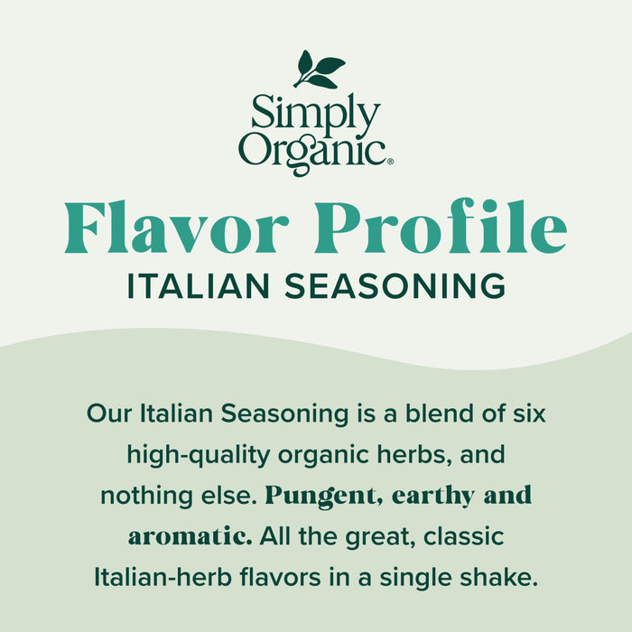 Simply Organic Italian Seasoning, 0.95 Ounce, Organic Herbs, Oregano, Majoram, Thyme, Rosemary, Basil, Sage, Kosher, NonGMO