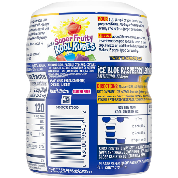 Kool-Aid Caffeine Free Blue Raspberry Lemonade Sweetened Powdered Drink Mix 1 Count 20 oz Canister