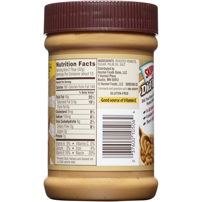 Skippy Natural Peanut Butter, Creamy, 15 Oz