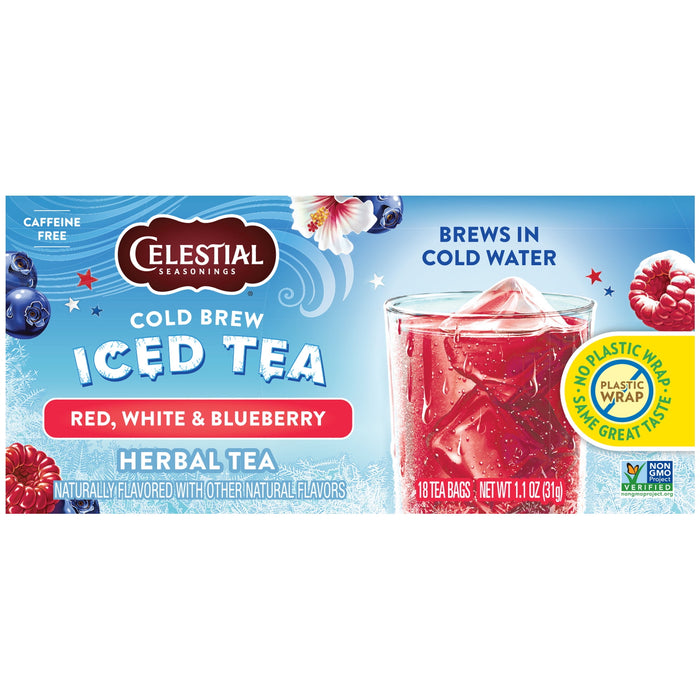 Celestial Seasonings Cold Brew Red White, Blueberry, 18 Count