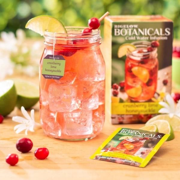 Bigelow Botanicals Cold Water Infusion Cranberry Lime Honeysuckle Tea Bags 18 Count Box