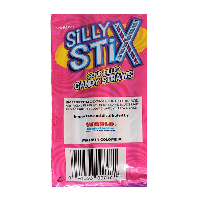 Silly Stix Sour Filled Candy Straws 2.75 oz Bag