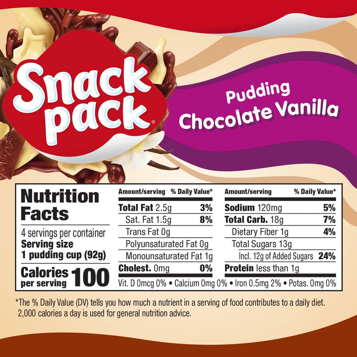 Snack Pack Pudding - Chocolate Vanilla 13 oz