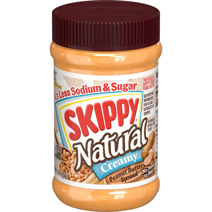 Skippy, Creamy with Less Sodium & Sugar Natural Peanut Butter Spread 15 Ounce