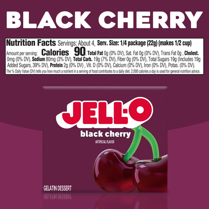 Jell-O Gelatin Mix, Black Cherry Regular Sugar, 3 oz