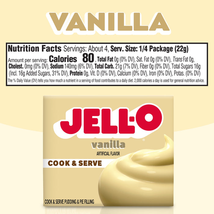 Jell-O Vanilla Cook & Serve Pudding, 3 oz