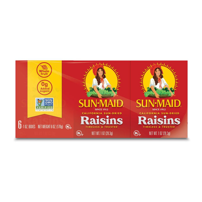 Sun-Maid Raisins Seedless. 1 OZ, 6 CT