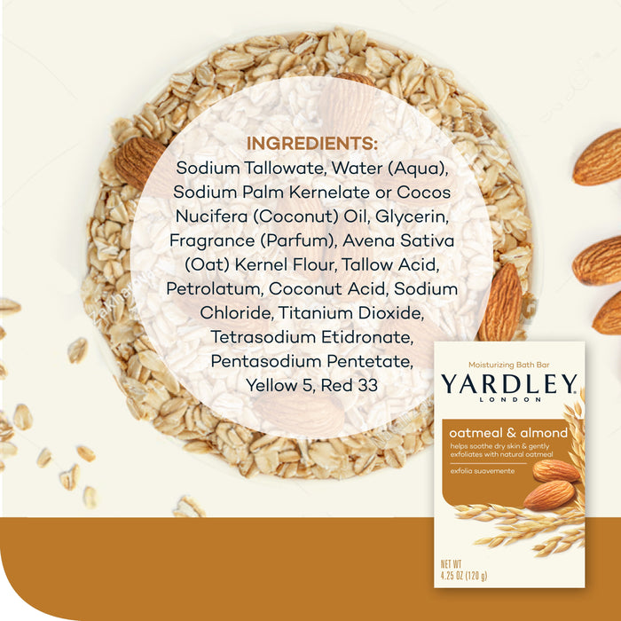 Yardley Oatmeal and Almond Bar Soap, 4 Ounce