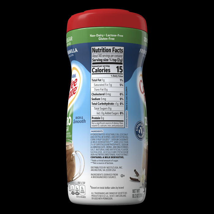 COFFEE MATE Sugar Free French Vanilla Powder Coffee Creamer 10.2 oz. Canister