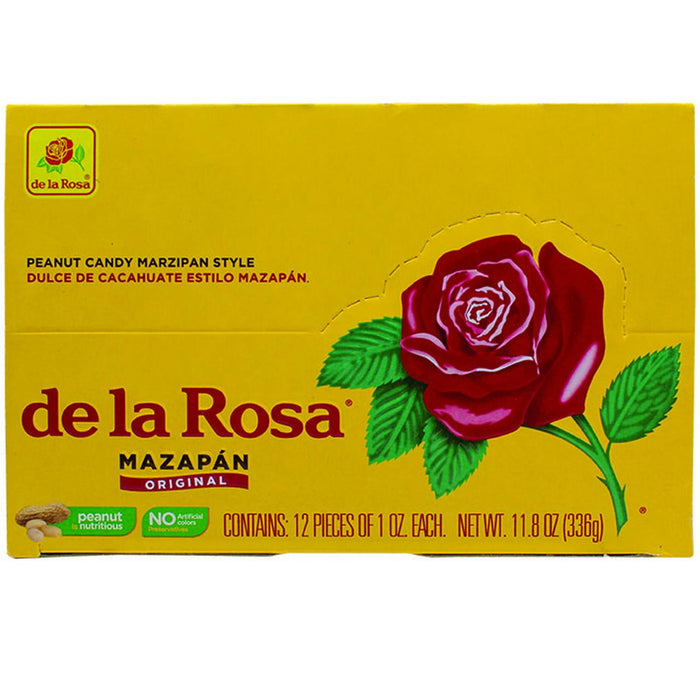 De La Rosa Mazapan Peanut Candy Marzipan Style 12 Pieces 11.8 Oz Mexican Candy