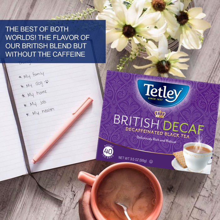 Tetley British Blend Decaffeinated Black Tea, 40 Tea Bags