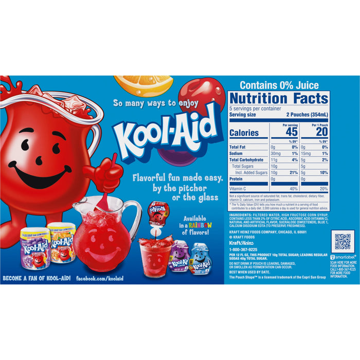 Kool-Aid Jammers Tropical Punch Artificially Flavored Kids Soft Drink 10 Pouches