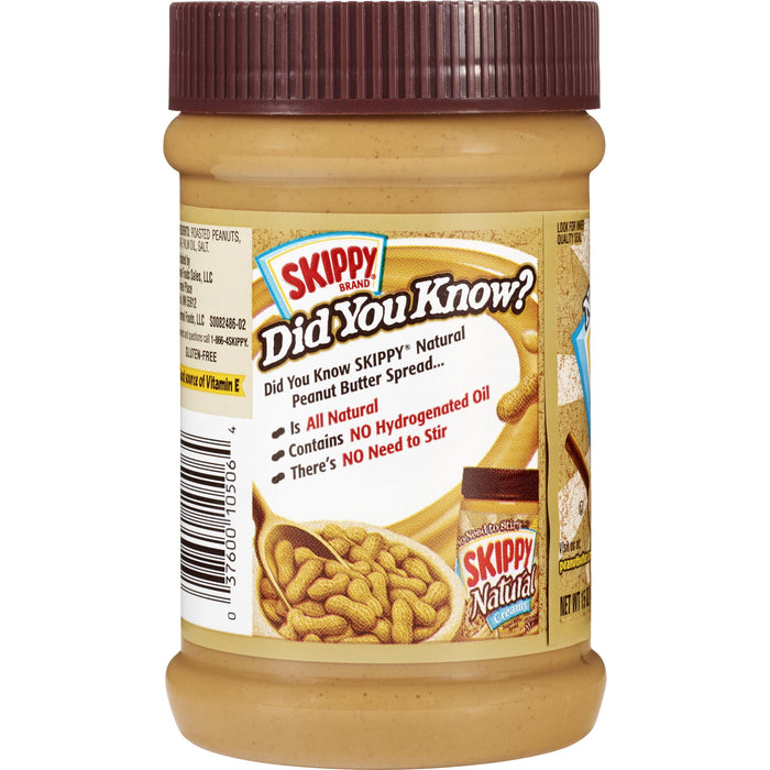 Skippy Natural Peanut Butter, Creamy, 15 Oz