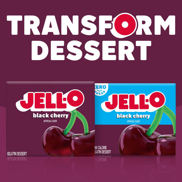 Jell-O Gelatin Mix, Black Cherry Regular Sugar, 3 oz