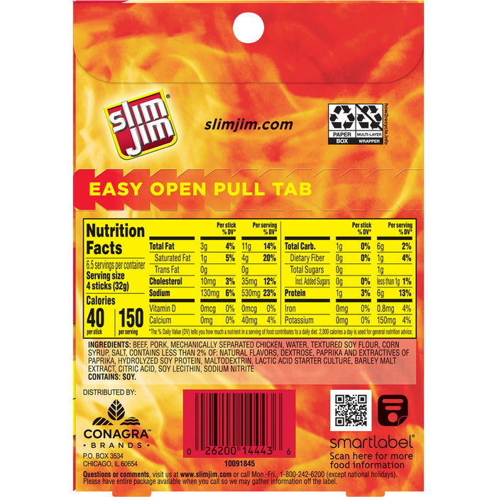 Slim Jim Snack-Sized Smoked Meat Stick, Original Flavor, Keto Friendly Snack, .28 oz 26 pack BB. 01/10/2025