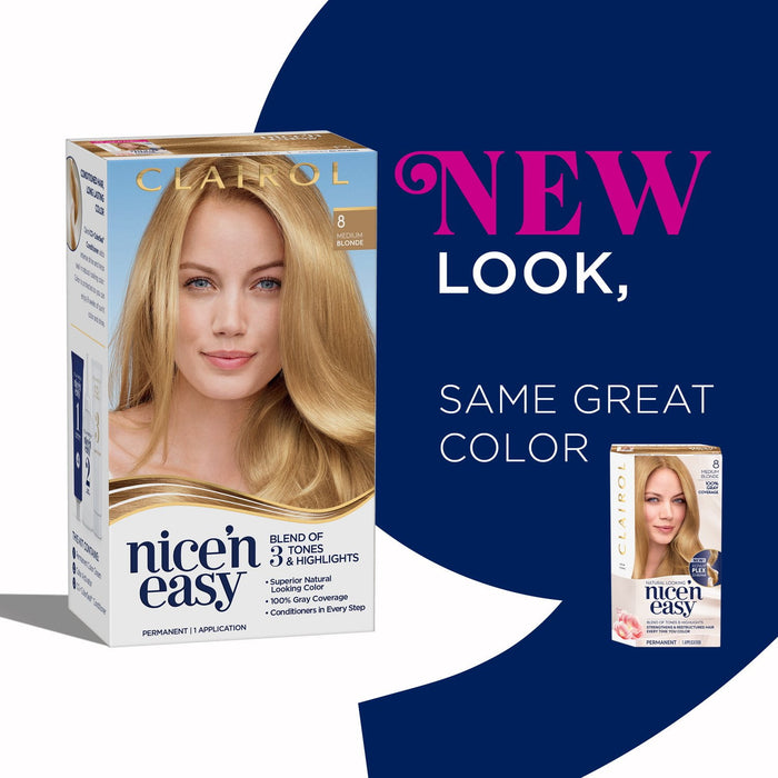 Clairol Nice'n Easy Permanent Hair Dye, 8A Medium Ash Blonde Hair Color